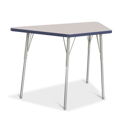 Jonti-Craft Berries Trapezoid Activity Tables, 24 in. x 48 in., A-height, Freckled Gray/Navy/Gray 6438JCA112
